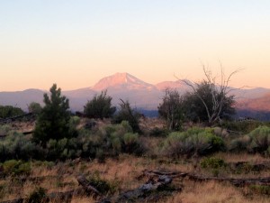 New sun illuminating Mount Lassen which continues to drift south